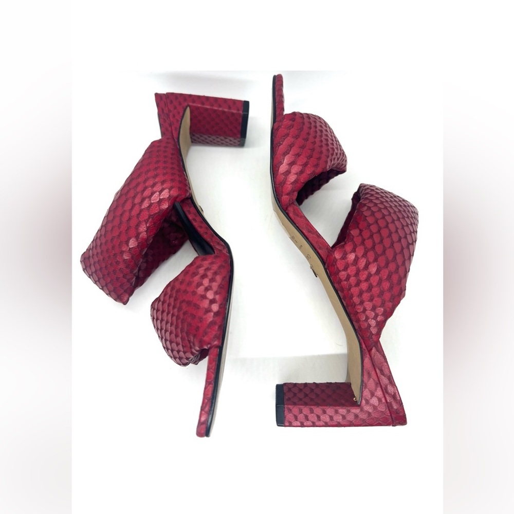 Carrano Textured Faux Snakeskin Block Heel Mule Sandals